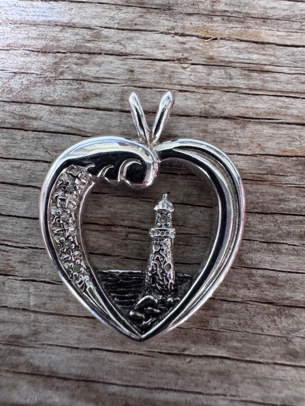 Sterling Silver Lighthouse Pendant 925 Beacon Of Hope Heart Ocean 7.31g TK